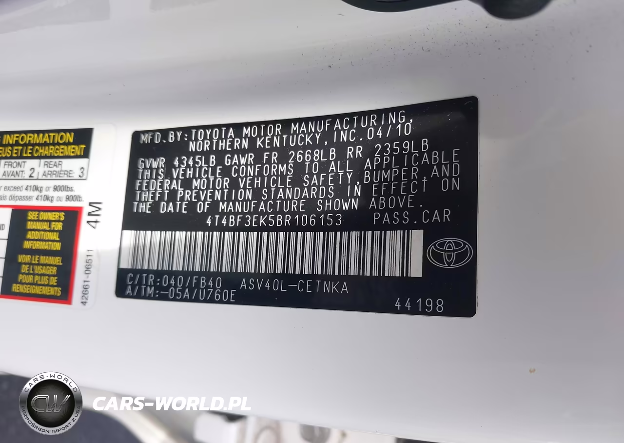 2011 Toyota Camry VIN:4T4BF3EK5BR106153 - 9