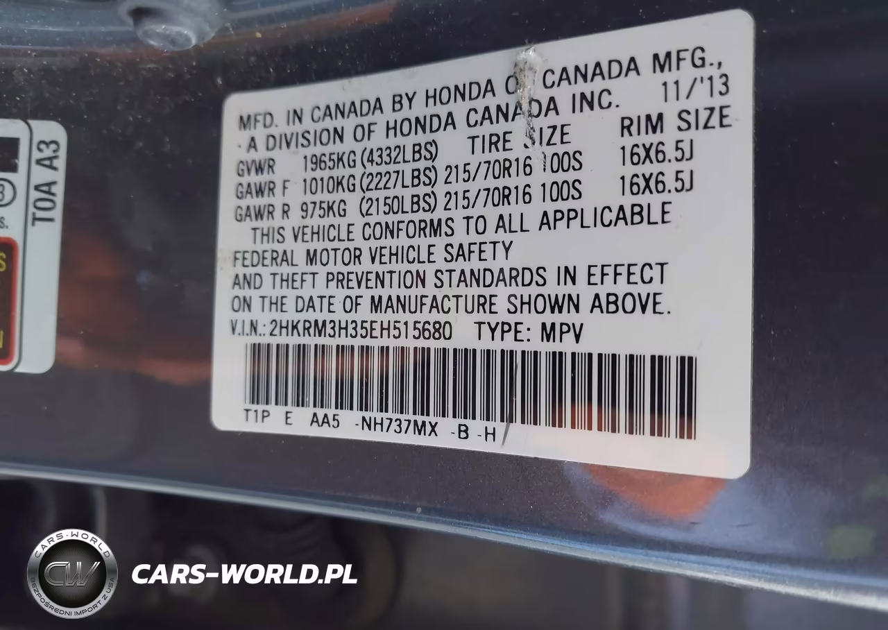 2014 Honda Cr-V Lx VIN:2HKRM3H35EH515680 - 9