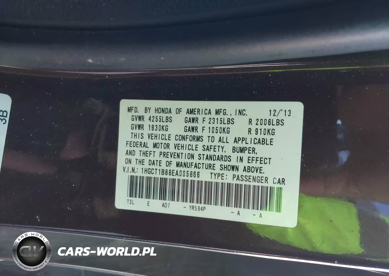 2014 Honda Accord Ex-L VIN:1HGCT1B88EA005866 - 9