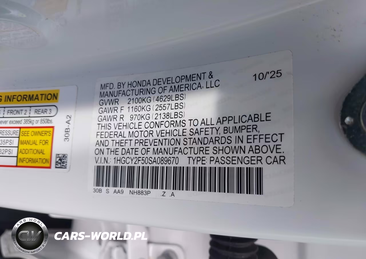 2025 Honda Accord Hybrid Sport VIN:1HGCY2F50SA089670 - 9