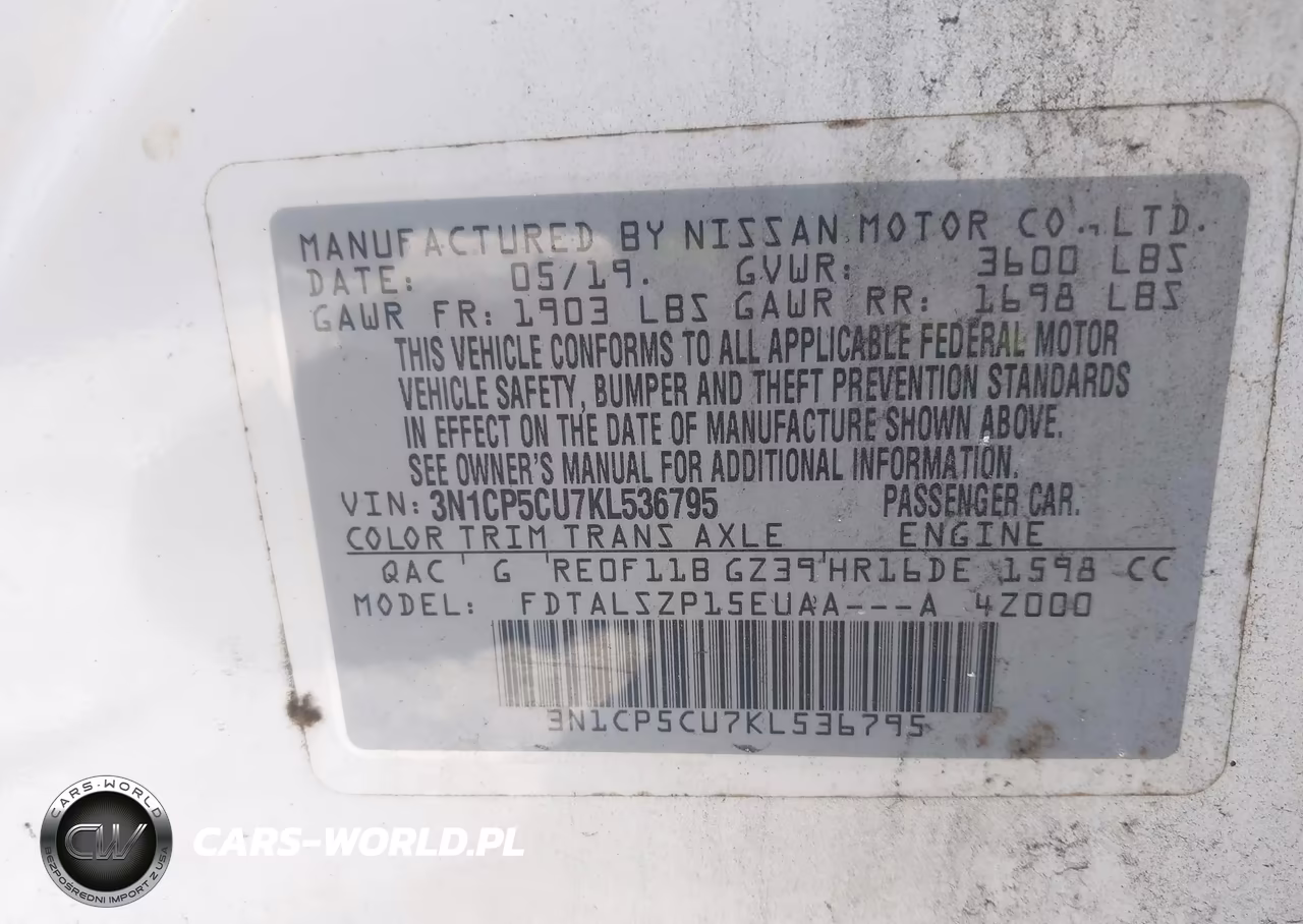 2019 Nissan Kicks Sv VIN:3N1CP5CU7KL536795 - 9