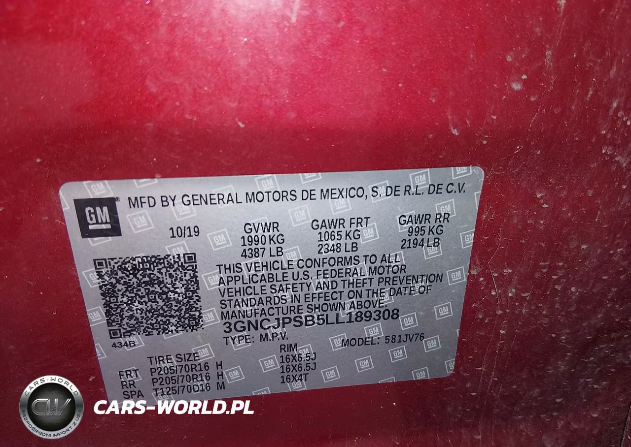 2020 Chevrolet Trax Awd Lt VIN:3GNCJPSB5LL189308 - 9