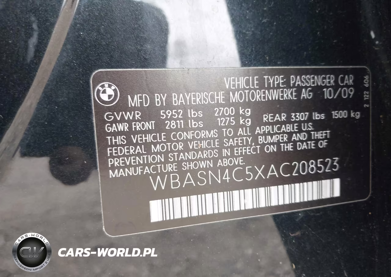 2010 BMW 550I Gran Turismo VIN:WBASN4C5XAC208523 - 9