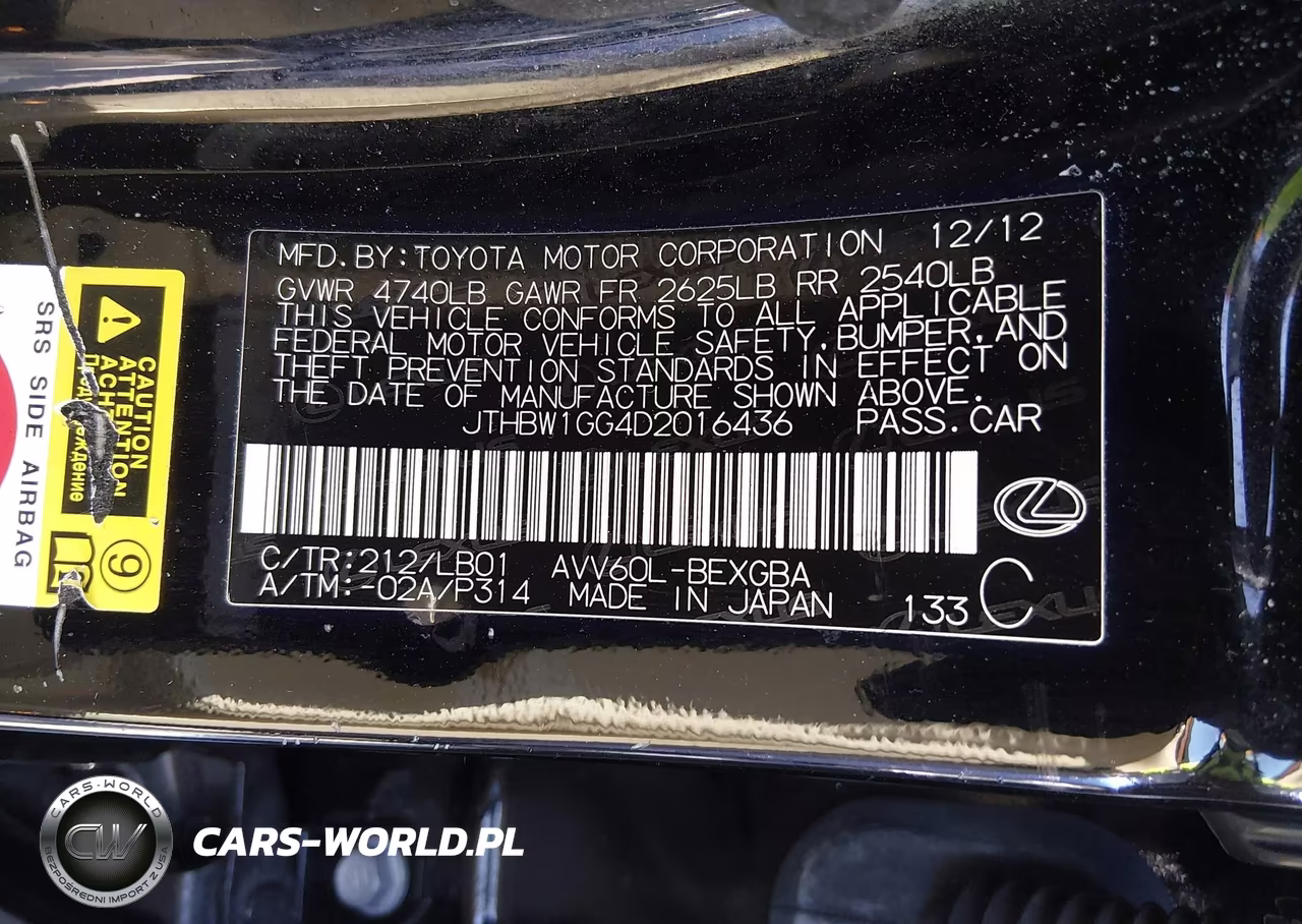 2013 Lexus Es 300H VIN:JTHBW1GG4D2016436 - 9
