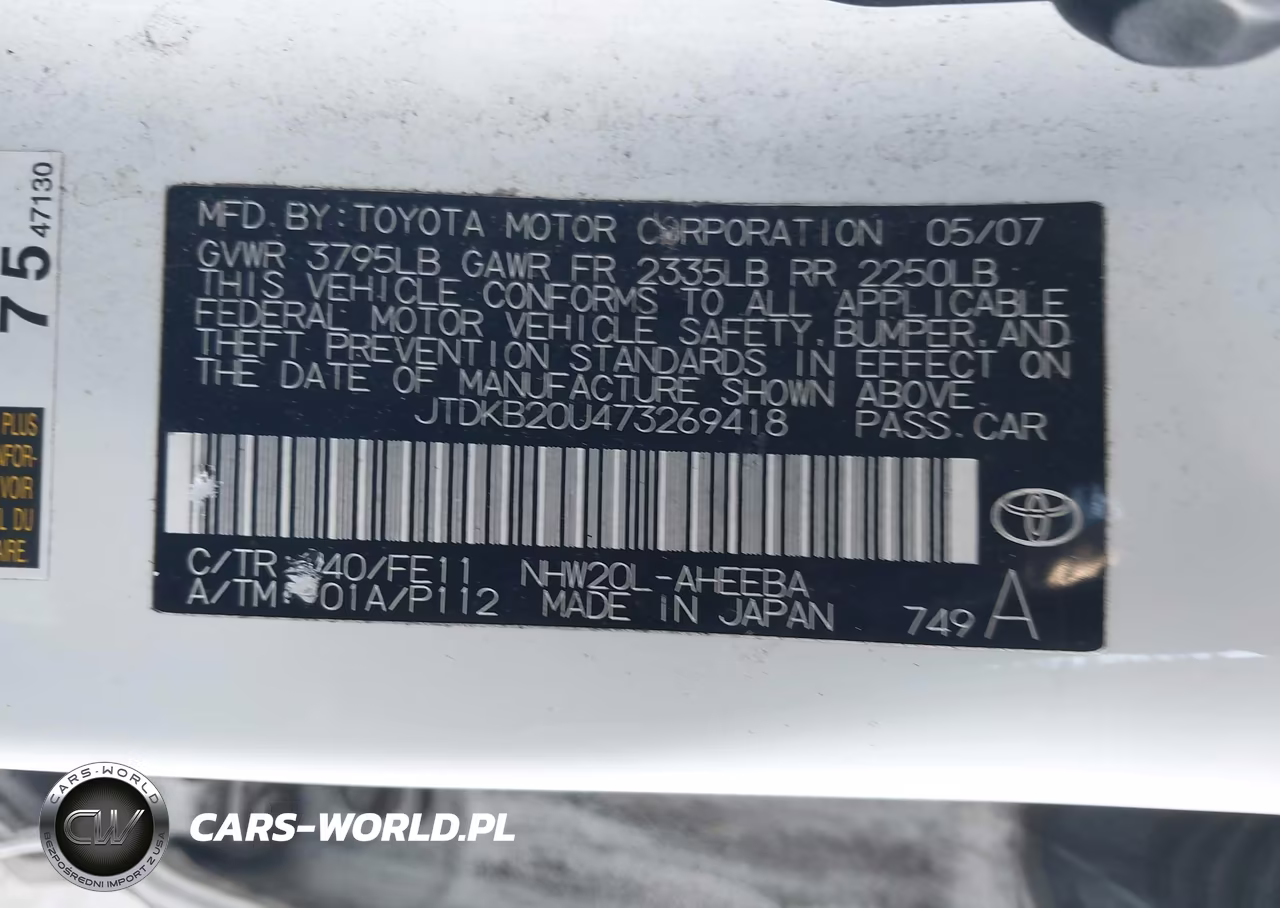 2007 Toyota Prius VIN:JTDKB20U473269418 - 9