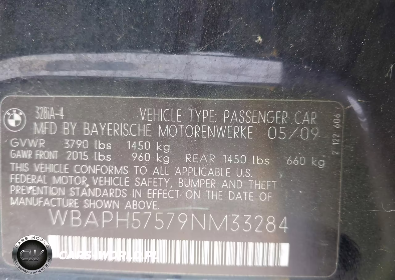2009 BMW 328I VIN:WBAPH57579NM33284 - 9