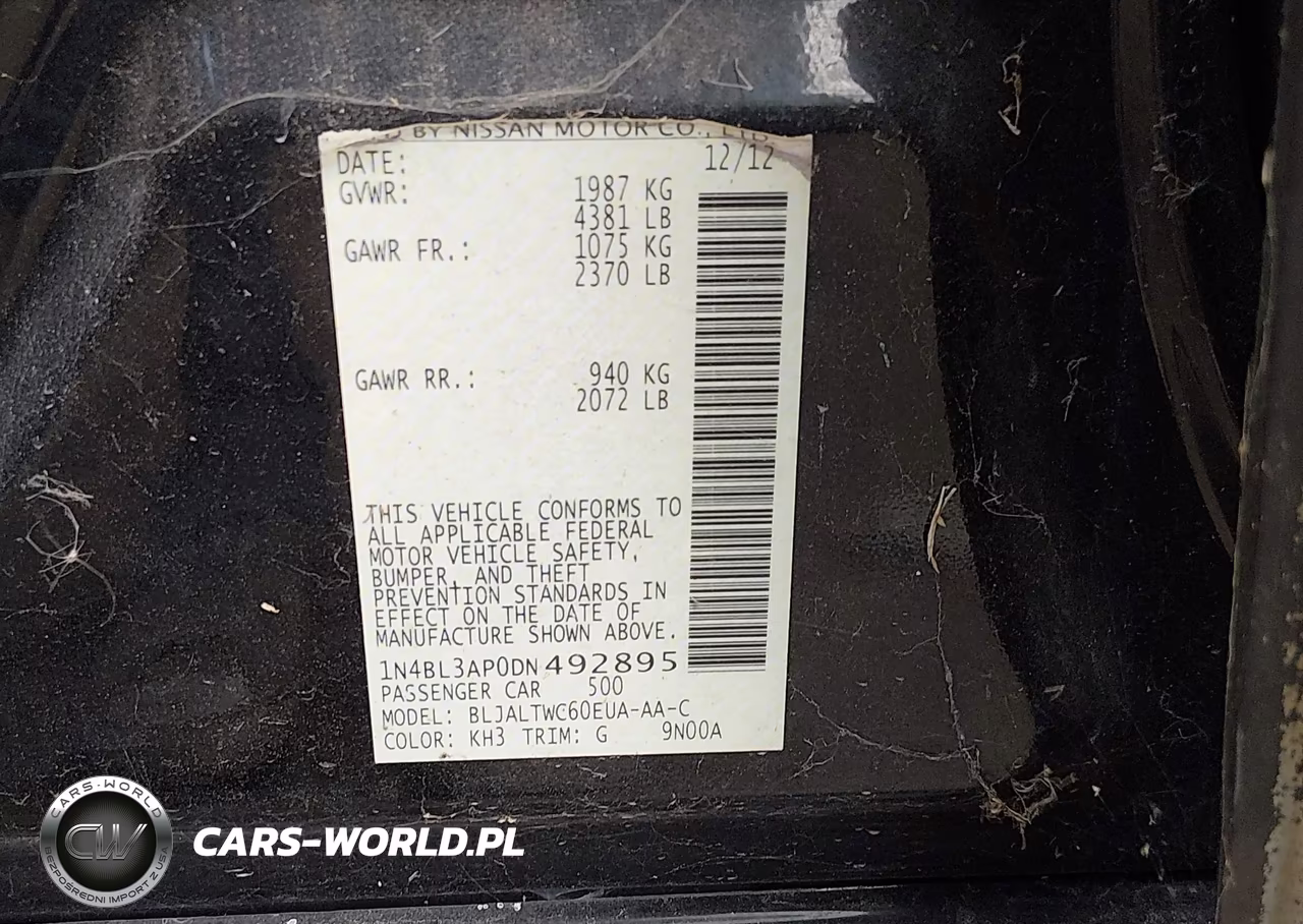 2013 Nissan Altima 3.5 Sv VIN:1N4BL3AP0DN492895 - 9