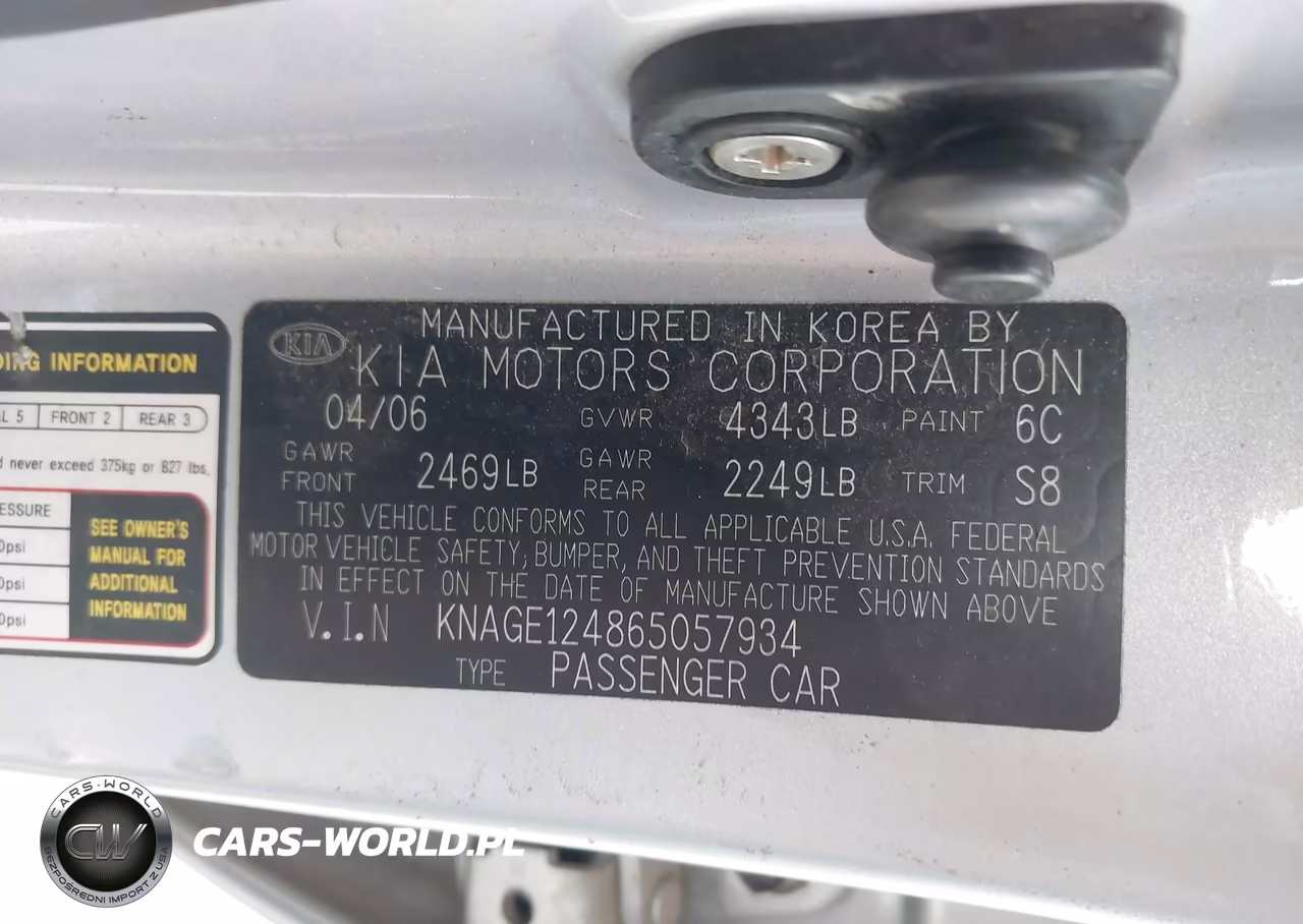 2006 Kia Optima Ex V6 (New)-Lx V6 (New) VIN:KNAGE124865057934 - 9