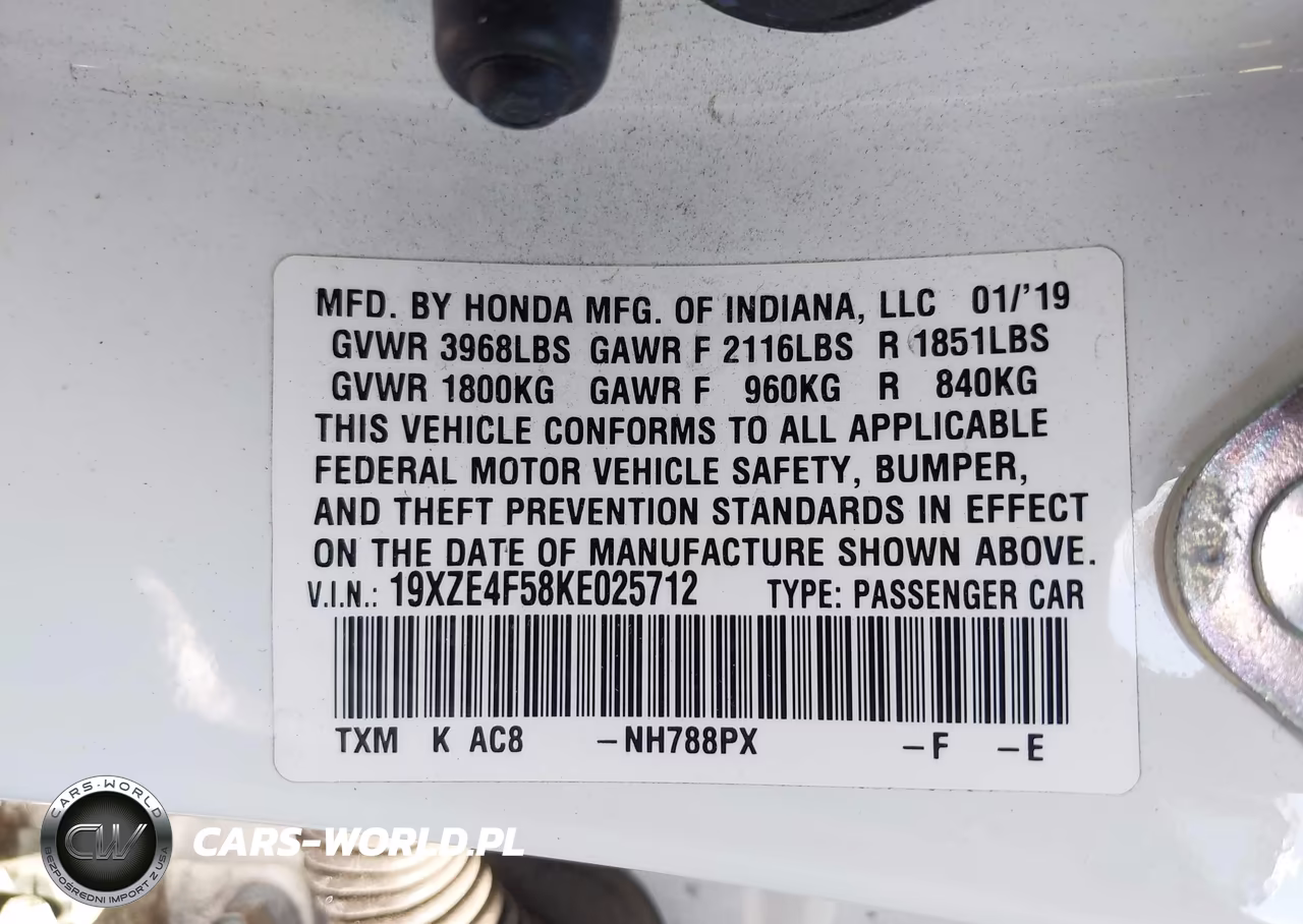 2019 Honda Insight Ex VIN:19XZE4F58KE025712 - 9