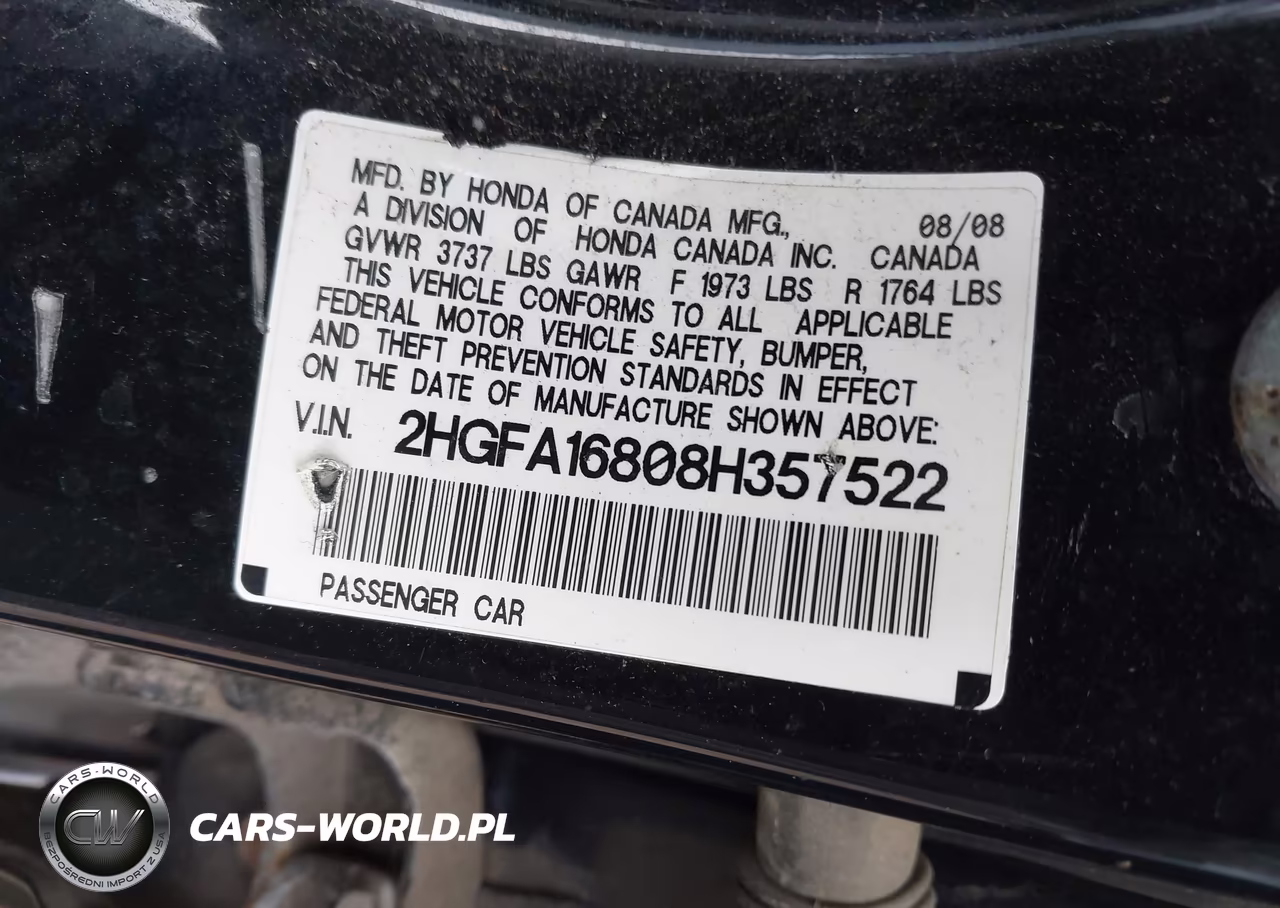 2008 Honda Civic Ex VIN:2HGFA16808H357522 - 9