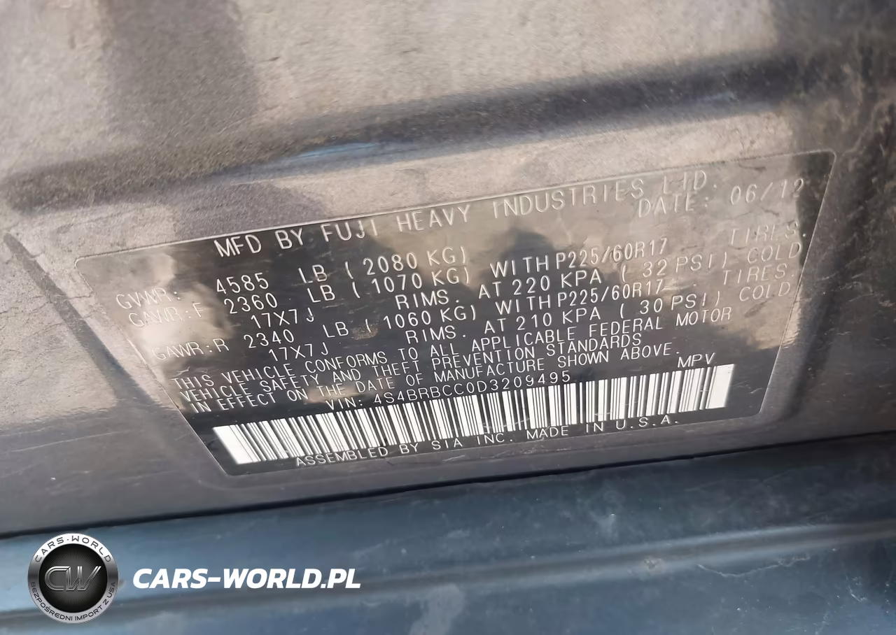 2013 Subaru Outback 2.5I Premium VIN:4S4BRBCC0D3209495 - 9