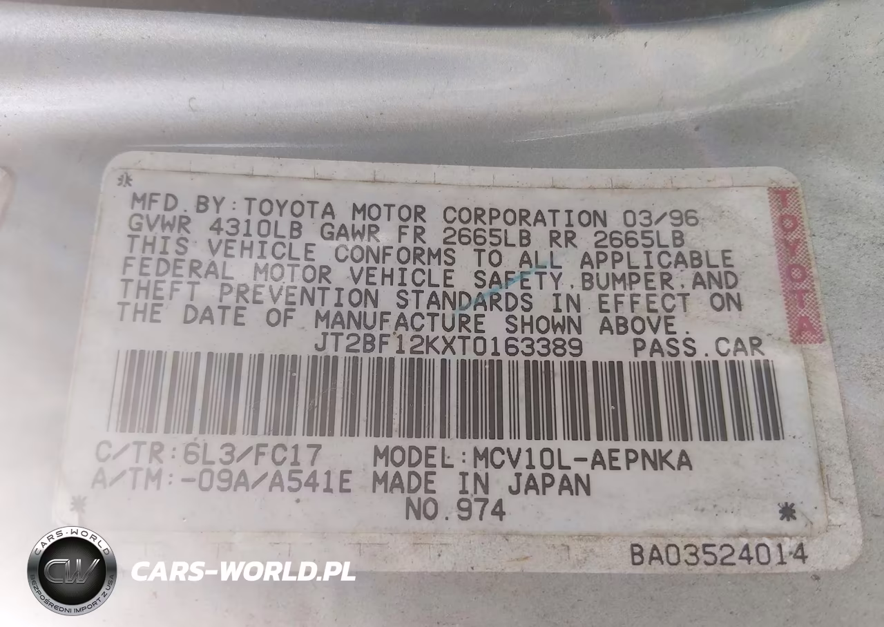 1996 Toyota Camry Le-Xle-Se VIN:JT2BF12KXT0163389 - 9