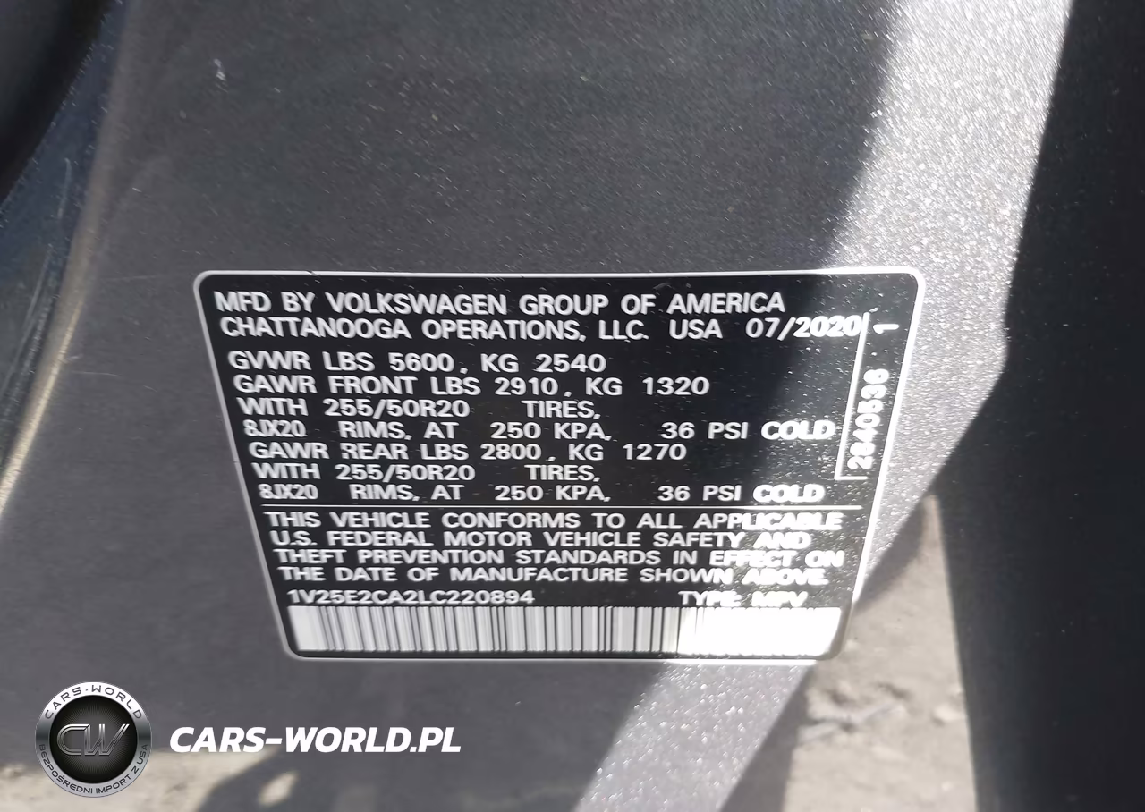 2020 Volkswagen Atlas Cross Sport 3.6L V6 Se W-Technology-3.6L V6 Se W-Technology R-Line VIN:1V25E2CA2LC220894 - 9