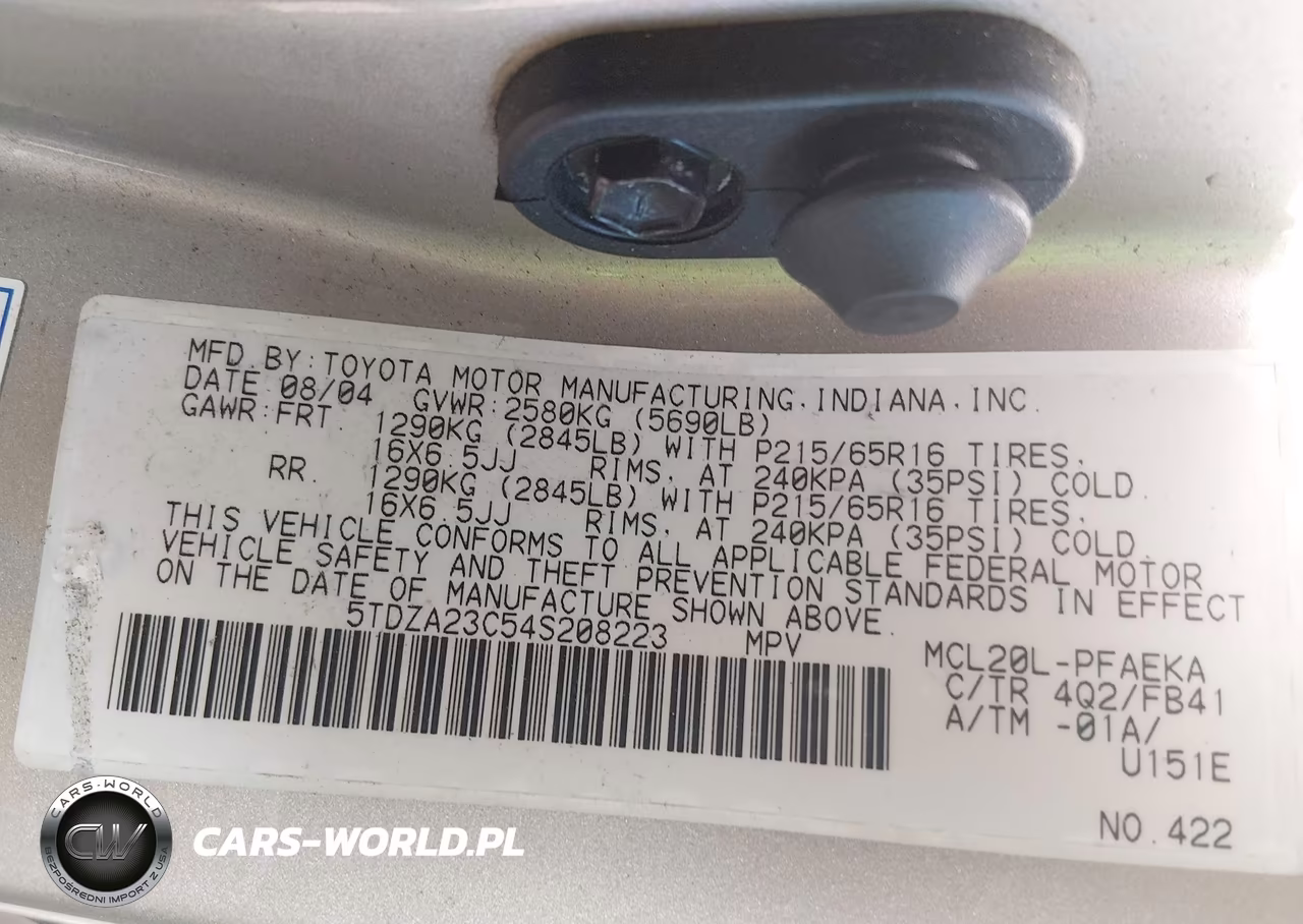 2004 Toyota Sienna Le VIN:5TDZA23C54S208223 - 9