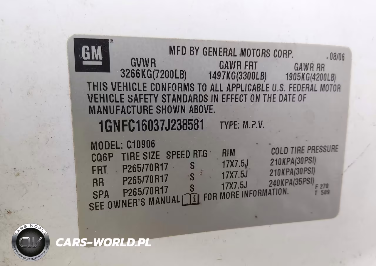 2007 Chevrolet Suburban 1500 Lt VIN:1GNFC16037J238581 - 9