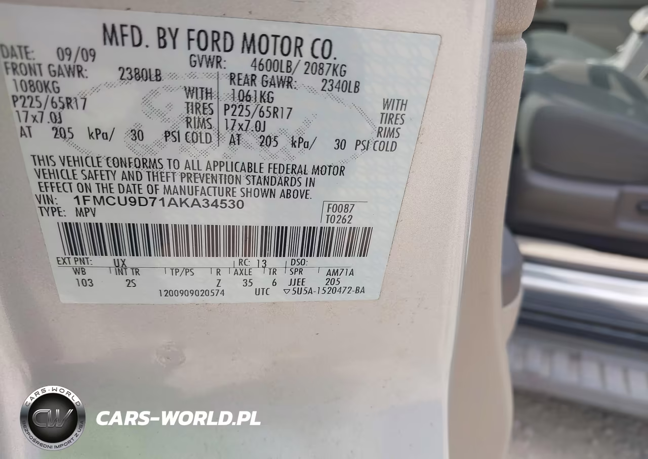 2010 Ford Escape Xlt VIN:1FMCU9D71AKA34530 - 9