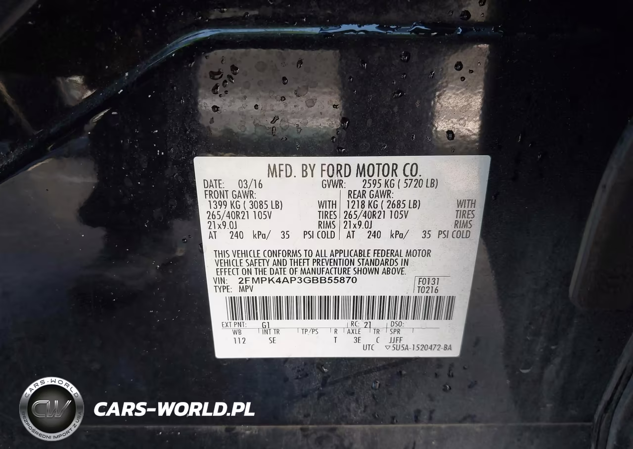 2016 Ford Edge Sport VIN:2FMPK4AP3GBB55870 - 9