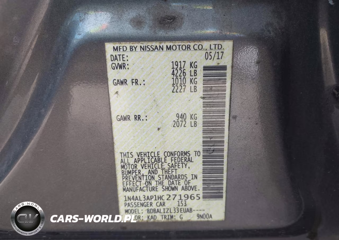 2017 Nissan Altima 2.5 Sv VIN:1N4AL3AP1HC271965 - 9