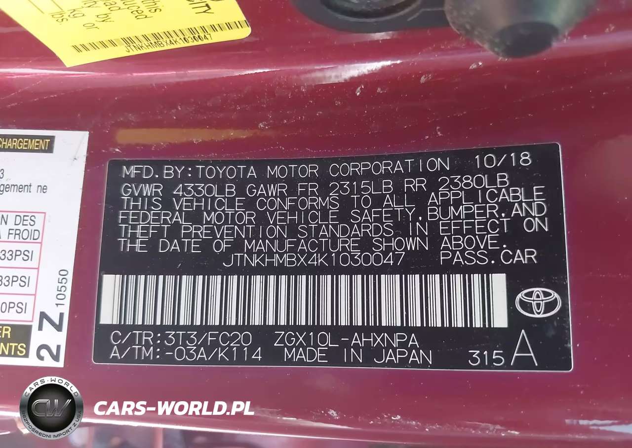2019 Toyota C-Hr Le VIN:JTNKHMBX4K1030047 - 9