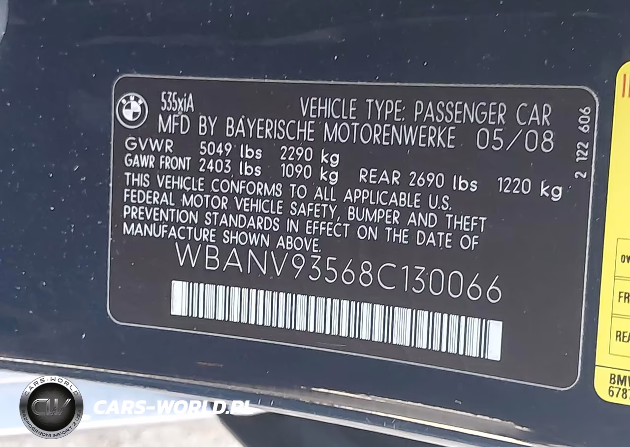 2008 BMW 535Xi VIN:WBANV93568C130066 - 9