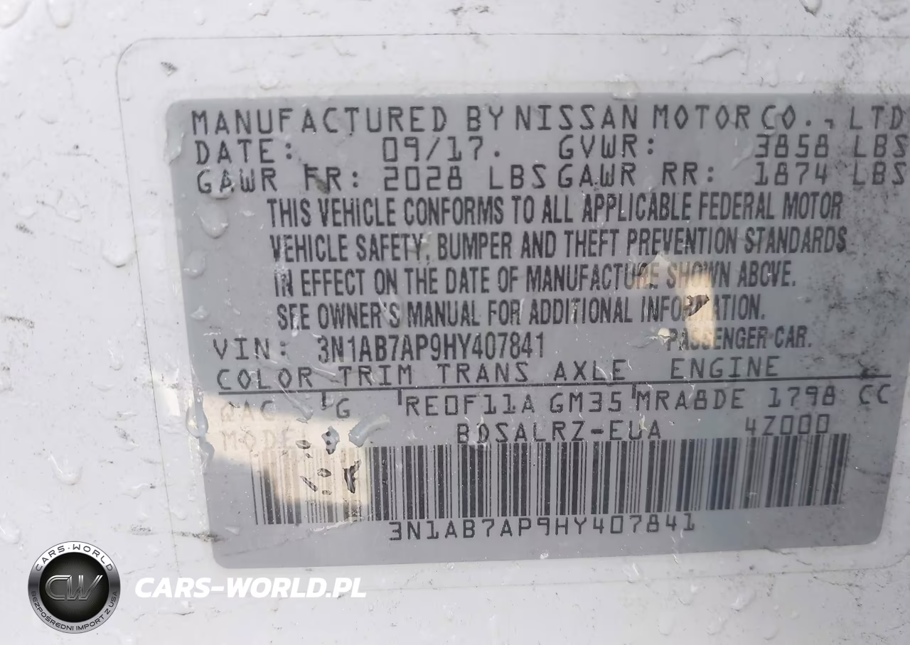 2017 Nissan Sentra Sr VIN:3N1AB7AP9HY407841 - 9