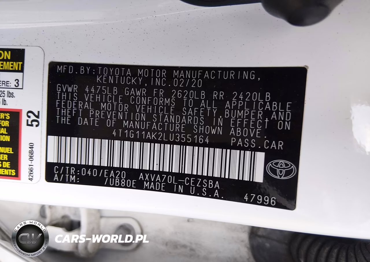 2020 Toyota Camry Se VIN:4T1G11AK2LU355164 - 9