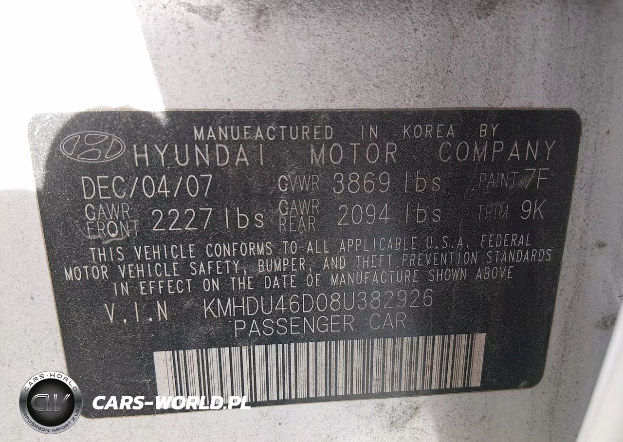 2008 Hyundai Elantra Gls-Se VIN:KMHDU46D08U382926 - 9