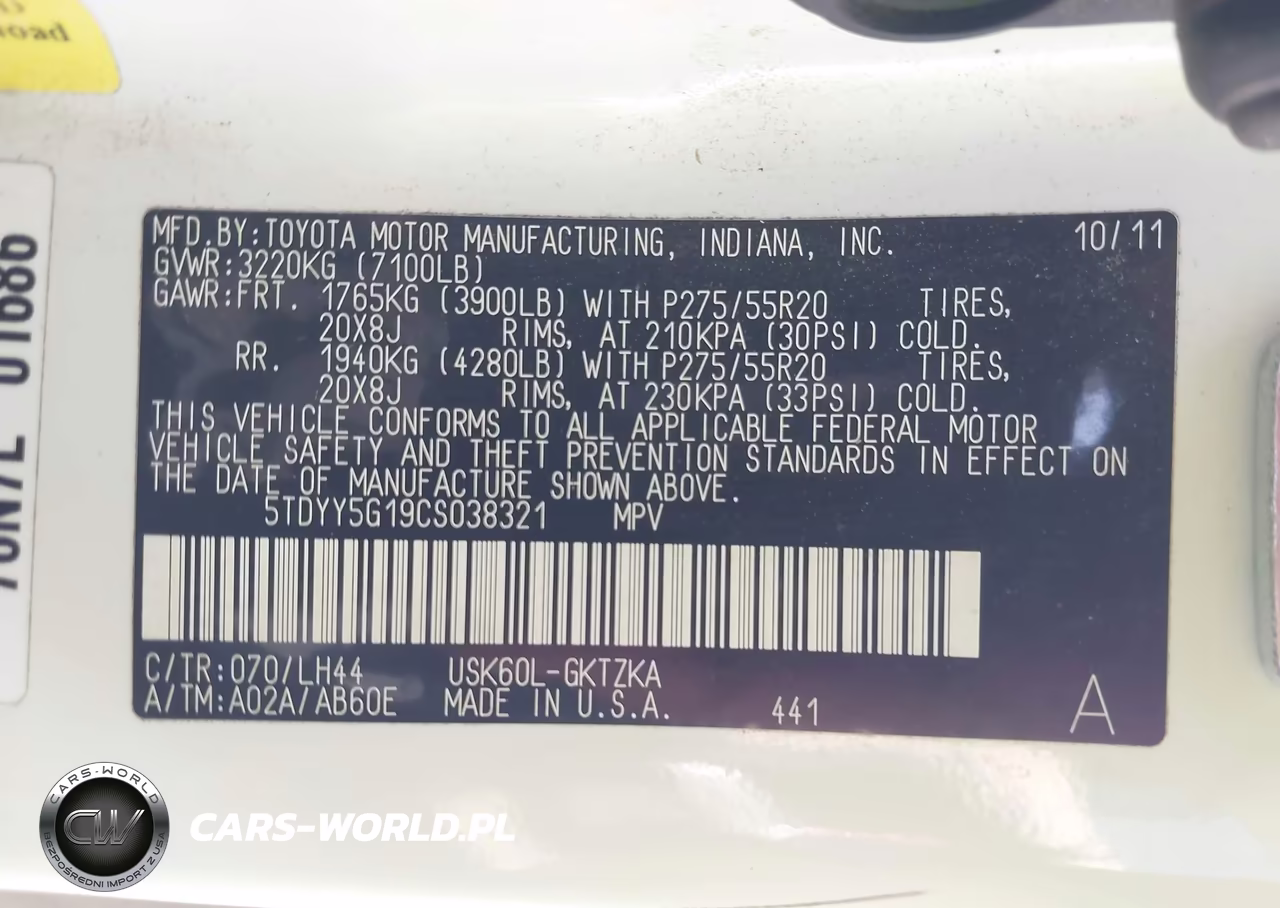 2012 Toyota Sequoia Platinum 5.7L V8 VIN:5TDYY5G19CS038321 - 9