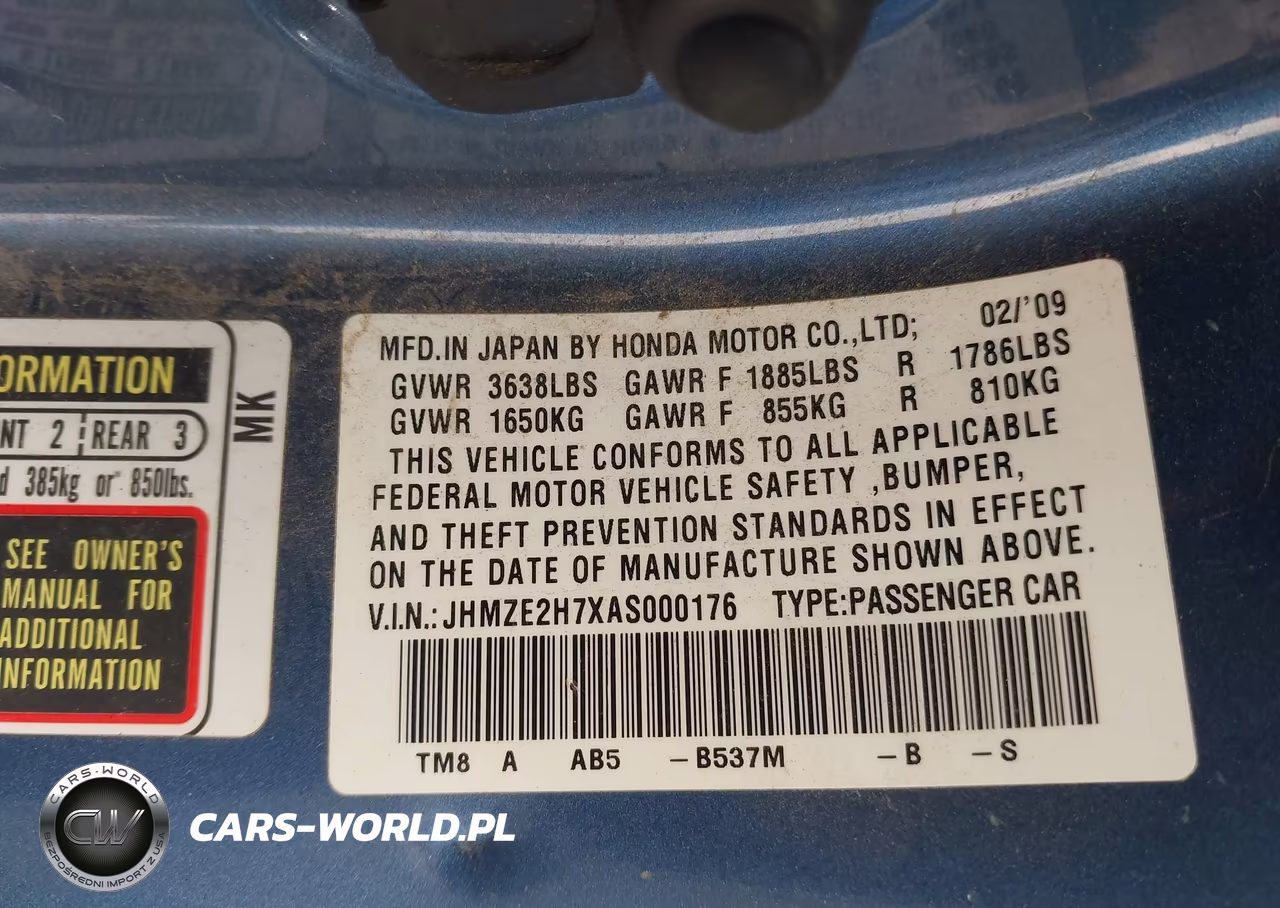 2010 Honda Insight Ex VIN:JHMZE2H7XAS000176 - 9