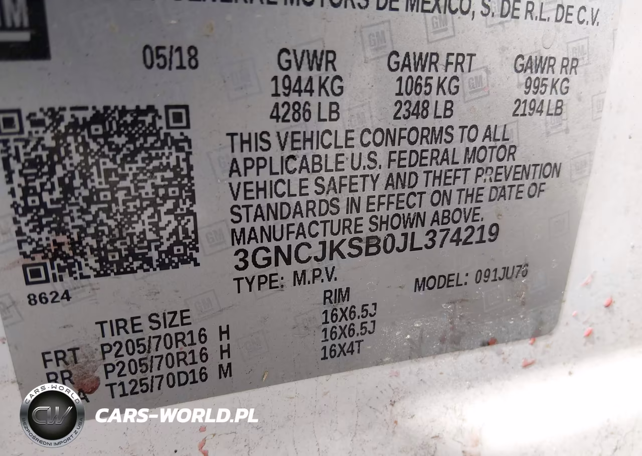 2018 Chevrolet Trax Ls VIN:3GNCJKSB0JL374219 - 9
