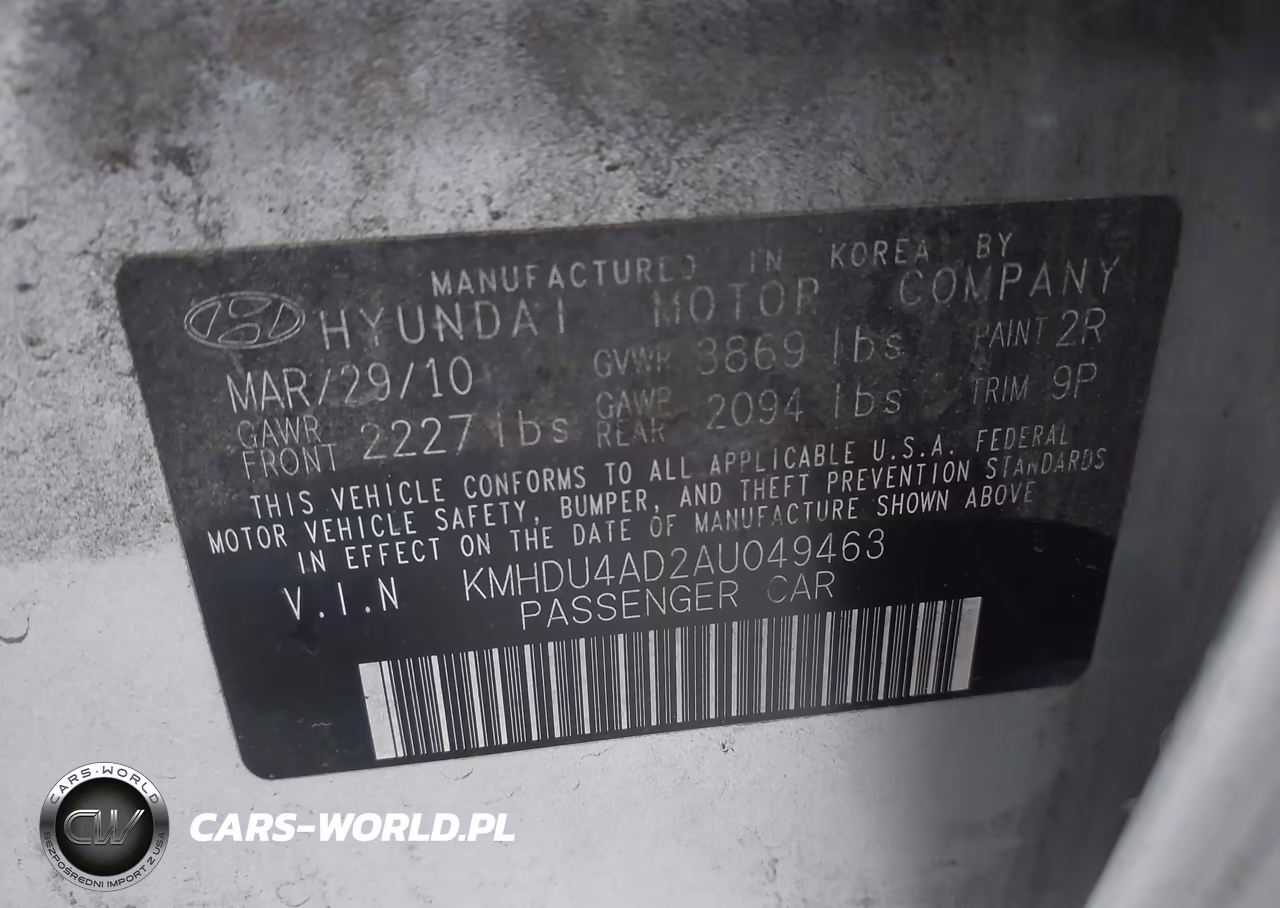 2010 Hyundai Elantra Se VIN:KMHDU4AD2AU049463 - 9
