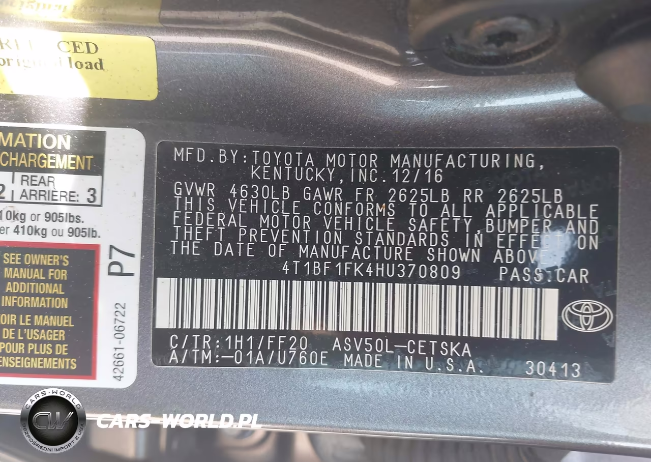 2017 Toyota Camry Se VIN:4T1BF1FK4HU370809 - 9