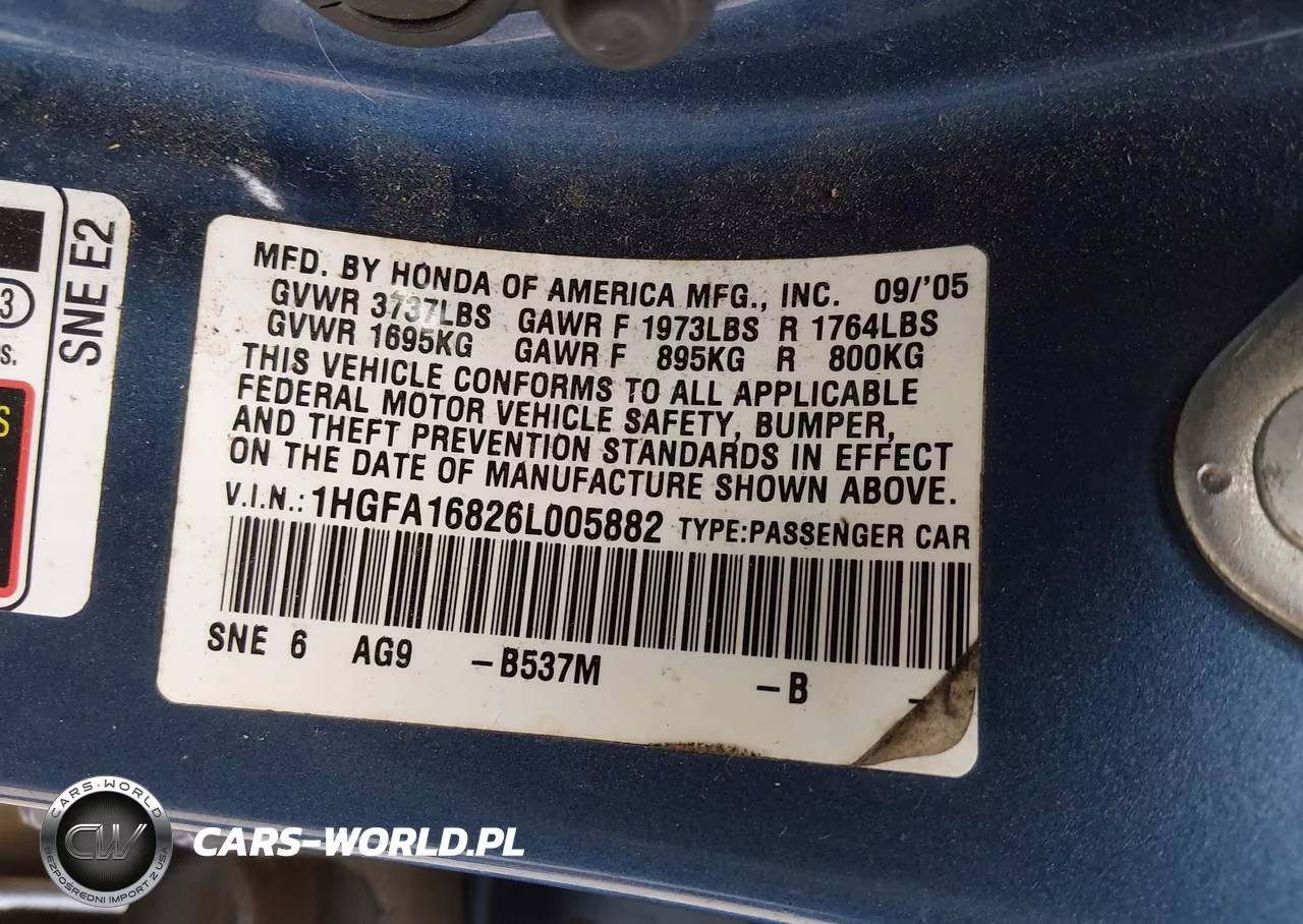2006 Honda Civic Ex VIN:1HGFA16826L005882 - 9