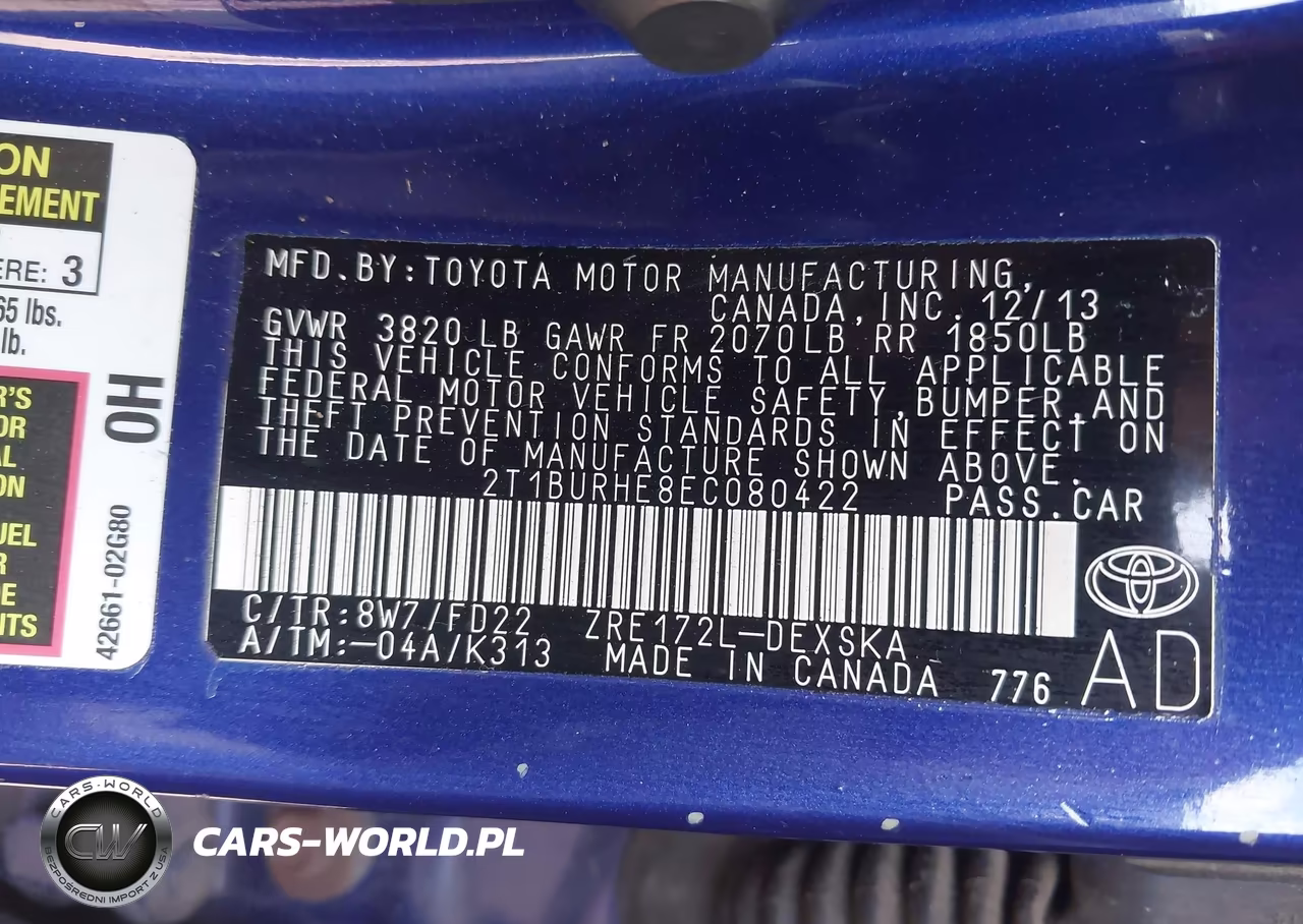 2014 Toyota Corolla S Plus VIN:2T1BURHE8EC080422 - 9