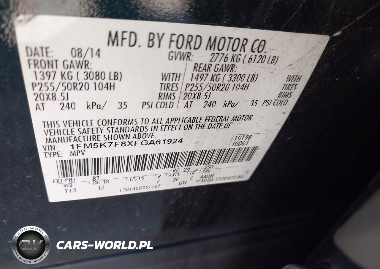2015 Ford Explorer Limited VIN:1FM5K7F8XFGA61924 - 9
