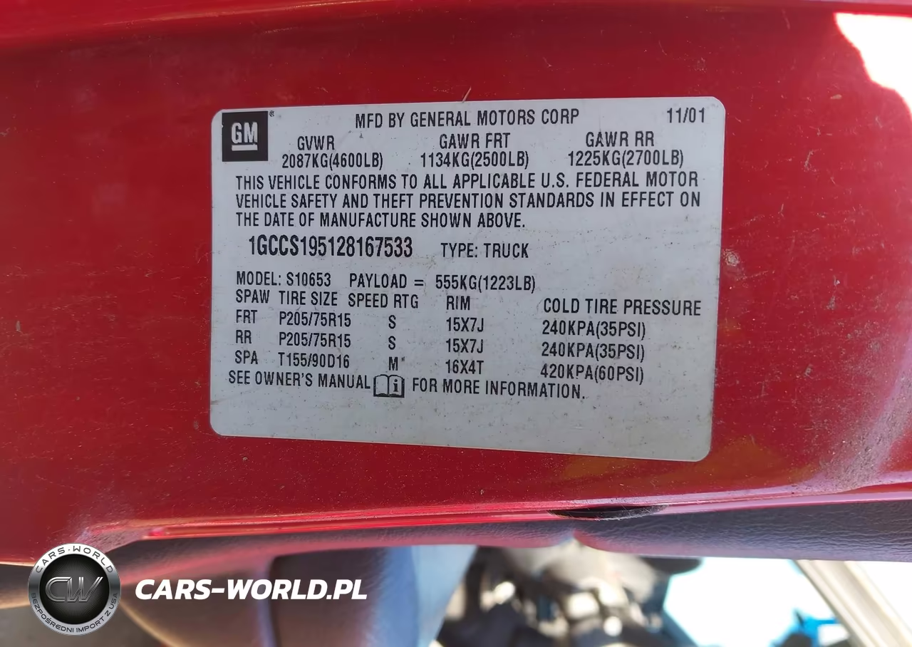 2002 Chevrolet S-10 VIN:1GCCS195128167533 - 9