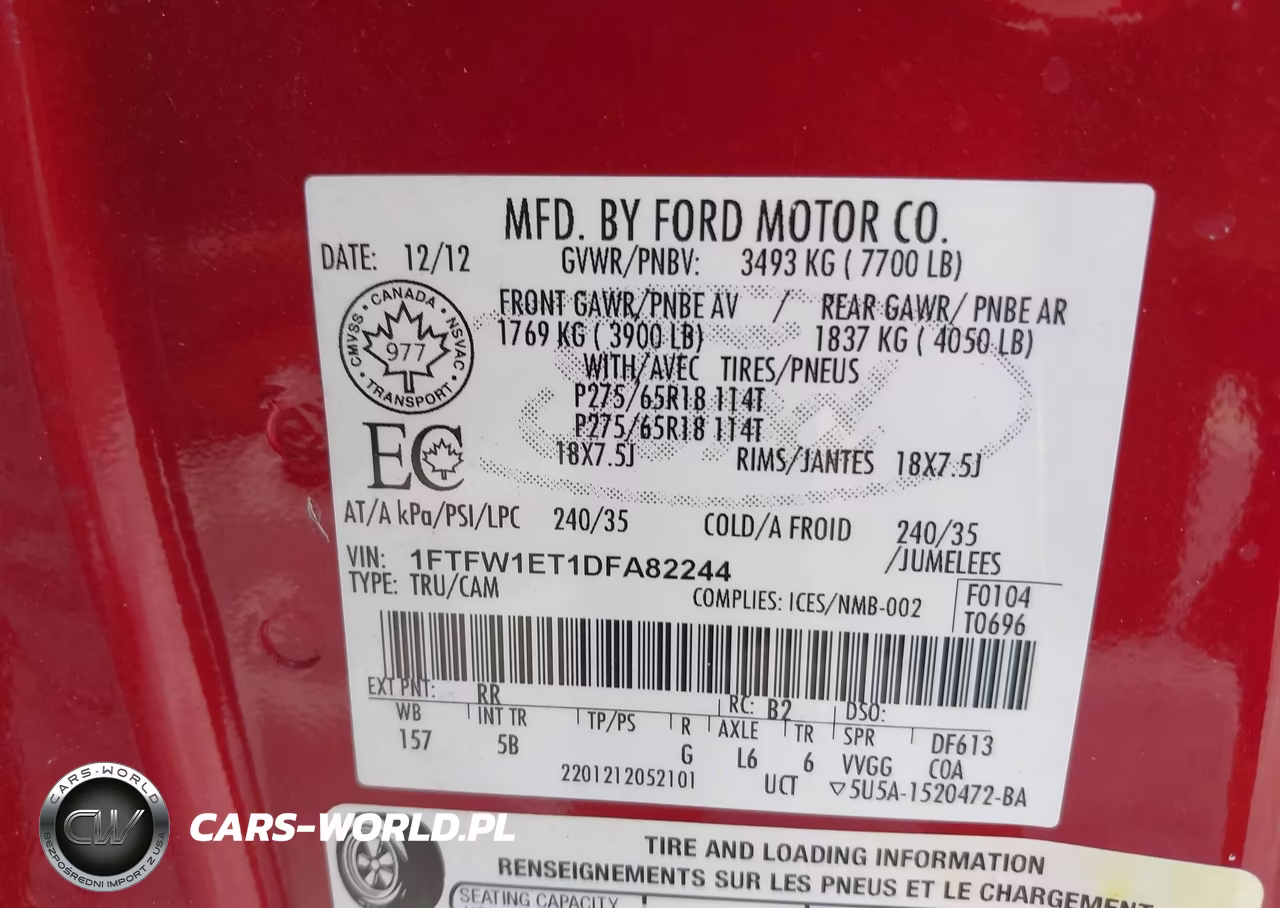 2013 Ford F-150 Fx4 VIN:1FTFW1ET1DFA82244 - 9
