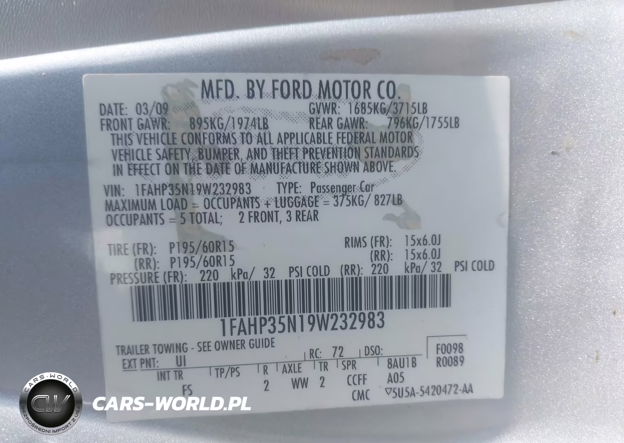 2009 Ford Focus Se VIN:1FAHP35N19W232983 - 9
