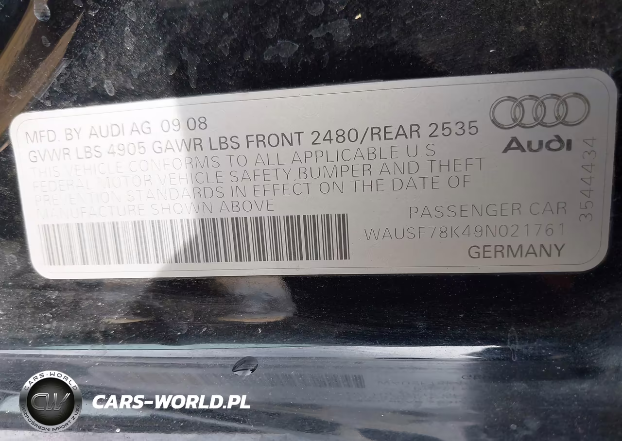 2009 Audi A4 2.0T Premium VIN:WAUSF78K49N021761 - 9