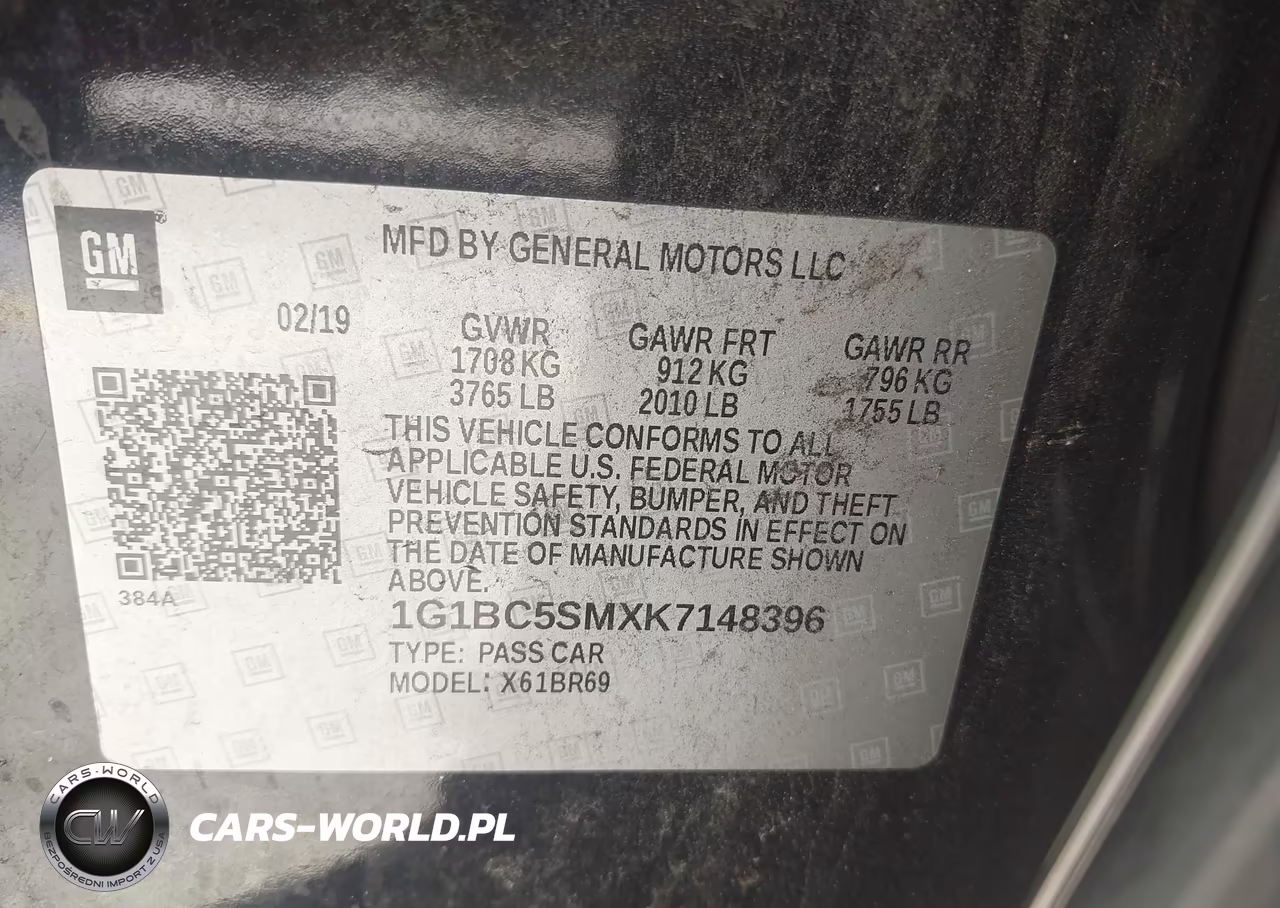 2019 Chevrolet Cruze Ls VIN:1G1BC5SMXK7148396 - 9