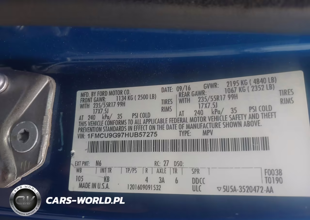 2017 Ford Escape Se VIN:1FMCU9G97HUB57275 - 9