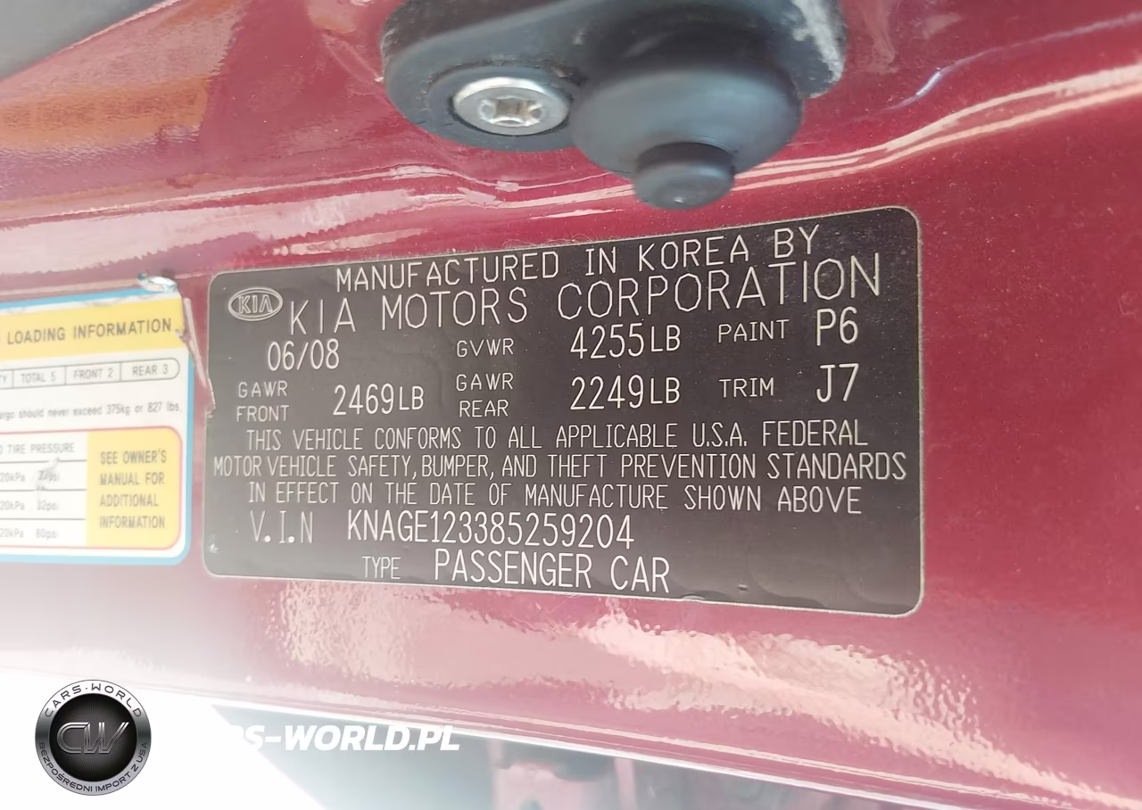 2008 Kia Optima Lx VIN:KNAGE123385259204 - 9