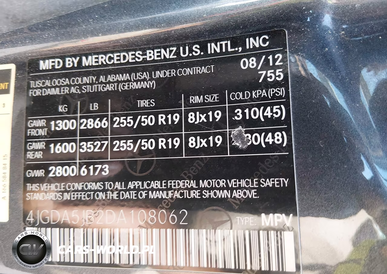 2013 Mercedes-Benz Ml 350 VIN:4JGDA5JB2DA108062 - 9