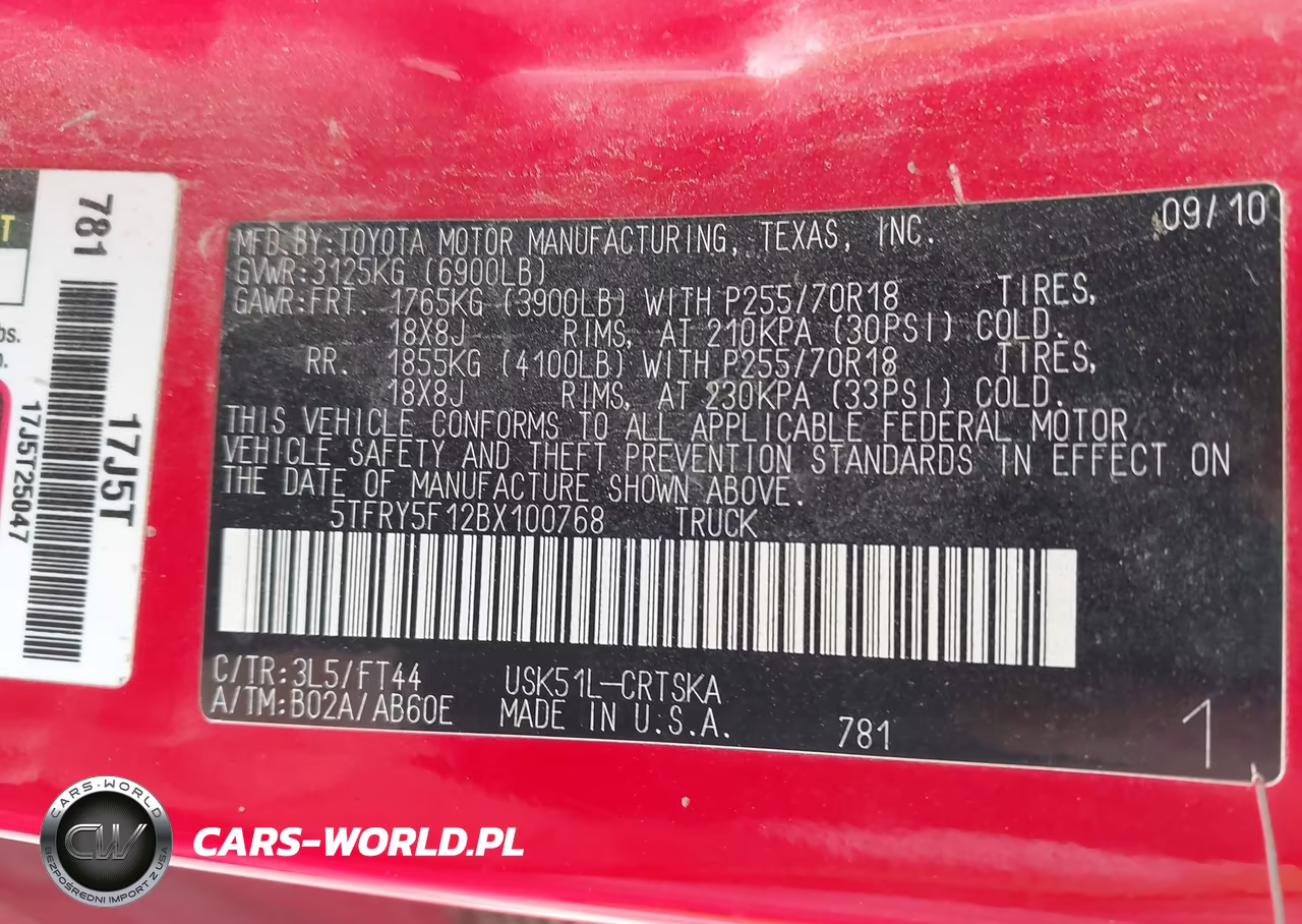 2011 Toyota Tundra Grade 5.7L V8 VIN:5TFRY5F12BX100768 - 9
