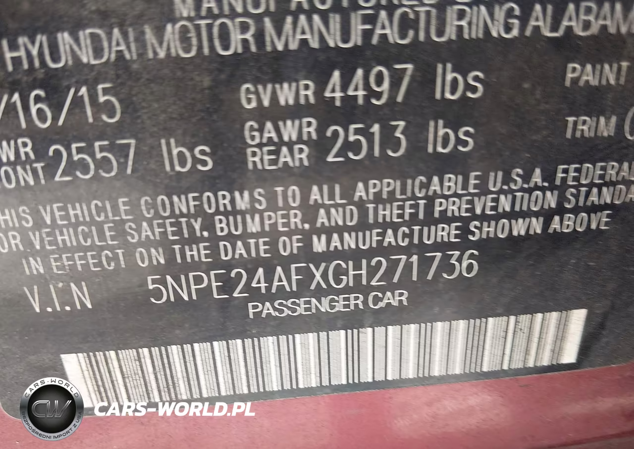 2016 Hyundai Sonata Se VIN:5NPE24AFXGH271736 - 9
