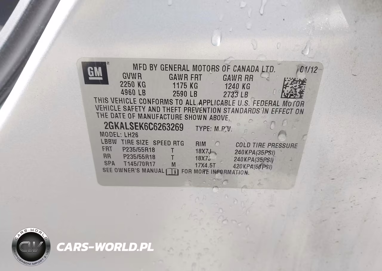 2012 GMC Terrain Sle-2 VIN:2GKALSEK6C6263269 - 9