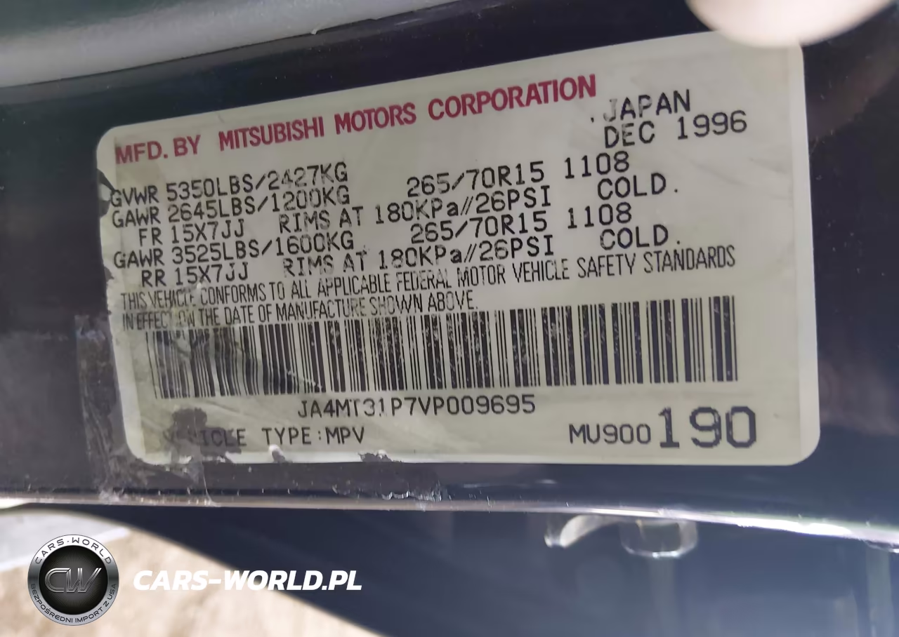 1997 Mitsubishi Montero Sport Ls VIN:JA4MT31P7VP009695 - 9