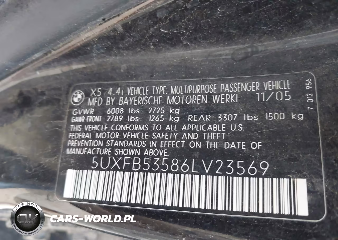2006 BMW X5 4.4I VIN:5UXFB53586LV23569 - 9