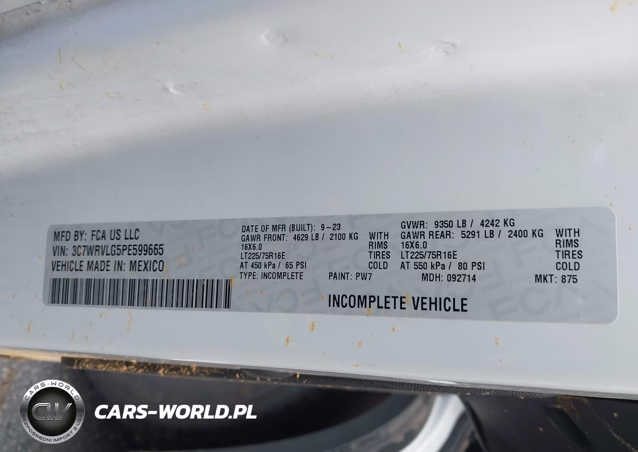 2023 Ram Promaster 3500 Cutaway Low Roof VIN:3C7WRVLG5PE599665 - 8