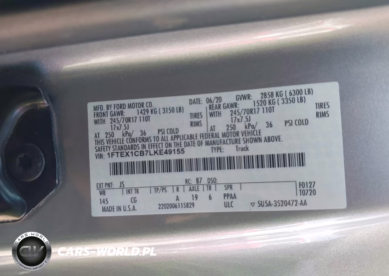 2020 Ford F-150 Xl VIN:1FTEX1CB7LKE49155 - 9